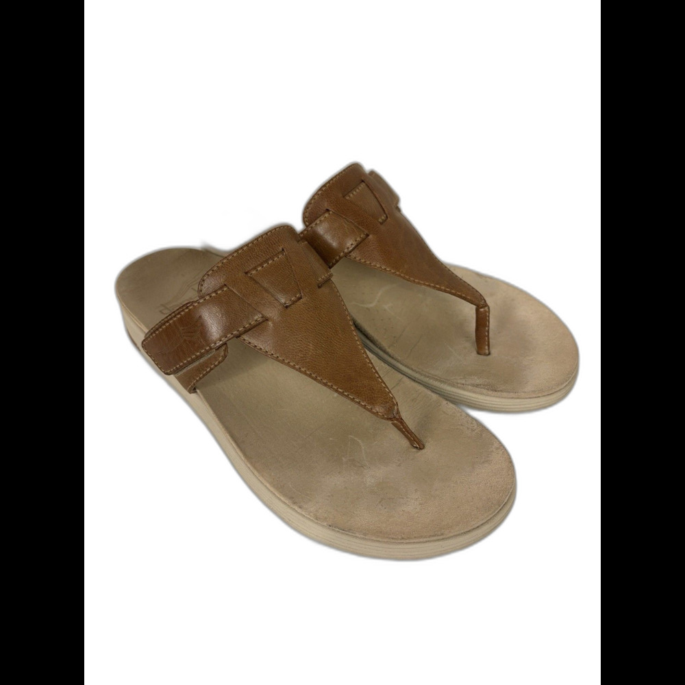 Dansko Sandals Women’s Cece Slip On Thong Leather Size 38 Tan Brown Classic